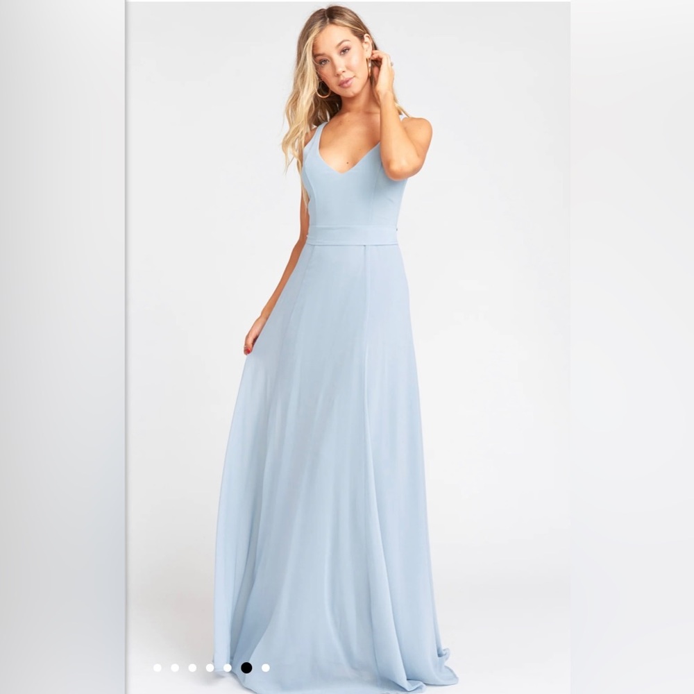 Show Me Your Mumu Jenn Maxi Dress in Steel Blue (XS)